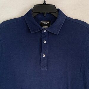 Todd Snyder Polo Shirt Mens Medium Blue Cotton Lyocell Pique Short Sleeve